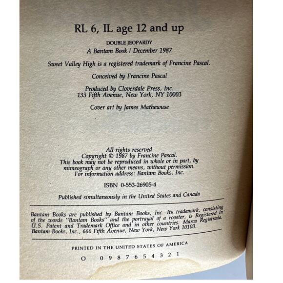 Sweet Valley High Super Thriller First Edition First Print Book Double Jeopardy - Picture 9 of 10